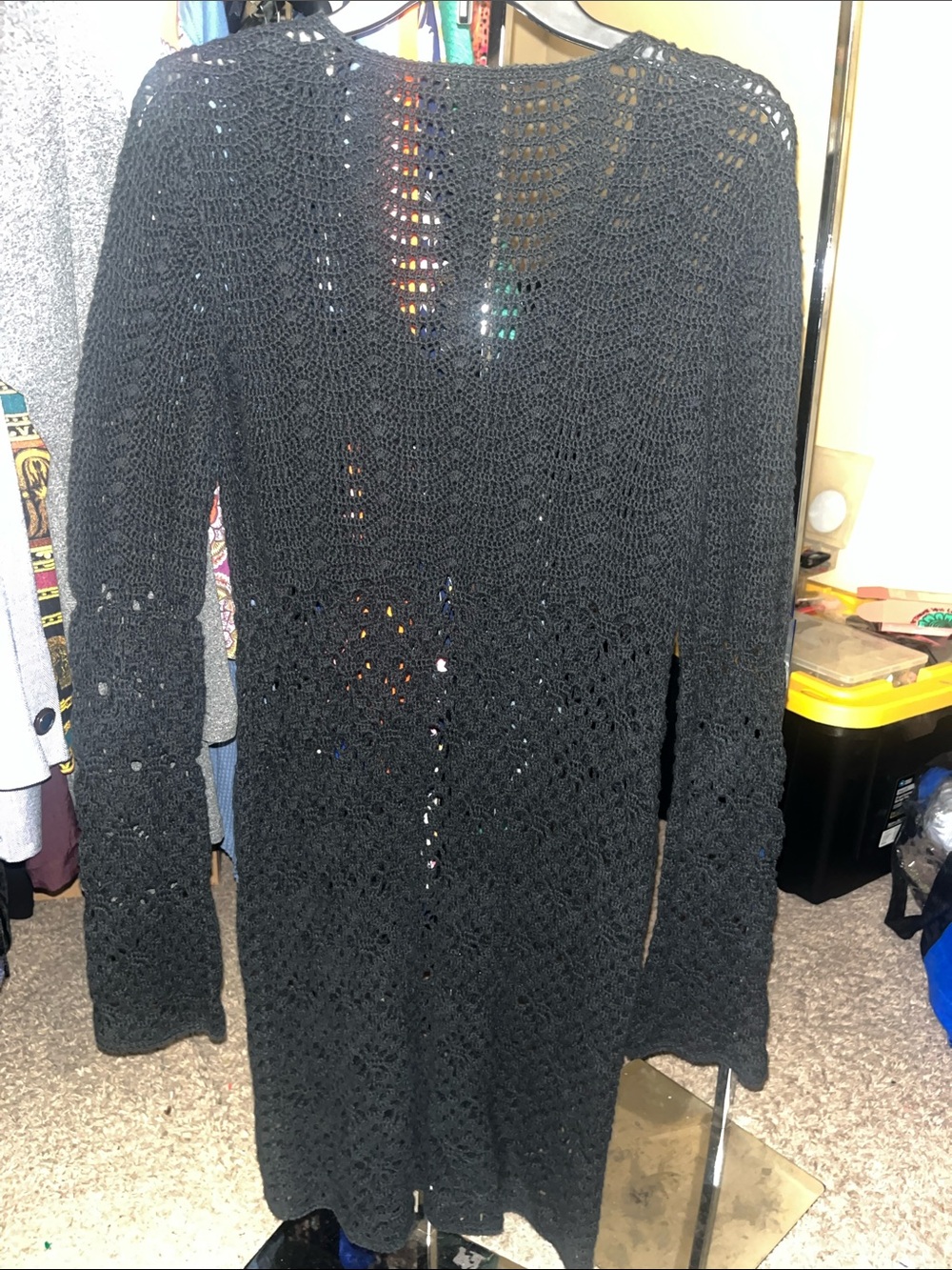 52 Weekends Black Crochet Button-Front Cardigan - Picture 4 of 8